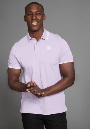 DELMAO Poloshirt DELMAO, Herren, Gr. 4XL (68/70), lila, Piqu&eacute;, Obermaterial: 100% Baumwolle, unifarben, Basic, regular fit, Rippb&uuml;ndchen, Shirts Poloshirt, K