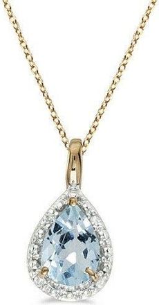 Allurez Pear Shaped Pendant Necklace in 0.60Ct, Aqua,yellow Gold at Nordstrom, Size 18