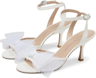 Stuart Weitzman Blushing Bow 75 Pump Womens Ivory Stiletto Heel HTAT1256