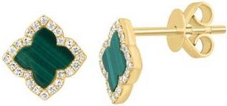 Effy Malachite & Diamond Clover Earrings in Green at Nordstrom Rack