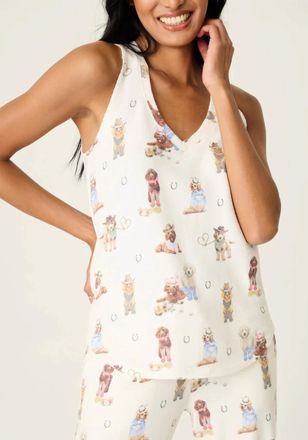 PJ Salvage Ruff On The Range Pajama Tank Top In Ivory