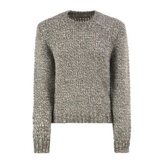 Herno Truien & Vesten, Dames, Grijs, S, Pailletten, Alpaca-Blend Trui met Pailletten