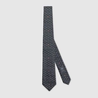 Gucci Silk Jacquard Tie, Grey, Silk