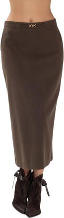 Momoni Pencil Rok - Dames - Kokerrokken - Bruin - L - Katoen - Rokken