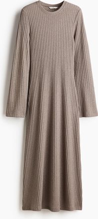 H&M Geripptes Strickkleid - Brown