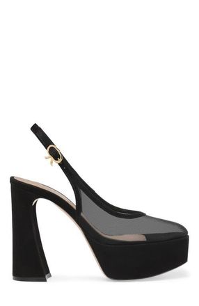 Gianvito Rossi Chopine Slingback in Black Suede And Plexi at Nordstrom, Size 40.5