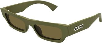 Gucci Rechthoekige Zonnebril - Heren - Zonnebrillen - Groen - 52 MM - Nylon - Accessoires