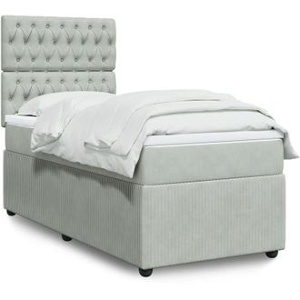 vidaXL Cama Box Spring Con Colch&oacute;n Terciopelo Gris Claro 90x190 Cm Vidaxl