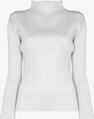 Pleats Please Issey Miyake Plissé-Detail Mock Neck Top - Womens - Polyester