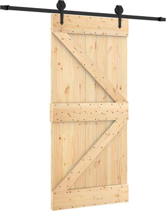 vidaXL Puerta Corredera Natural Y Negro 95 X 210 Cm Vidaxl