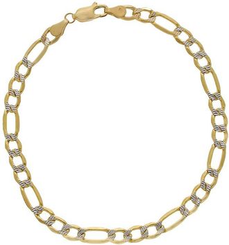 Italian Gold, Inc 10K 5.2Mm Pave Semi-Solid Figaro Bracelet