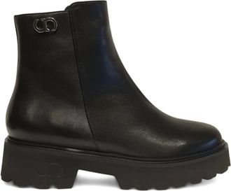 Casadei Stivali in pelle con placca logo - Nero