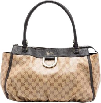 Gucci Pre-owned Handbags, female, Beige, Size: ONE SIZE Pre-owned Canvas Tote