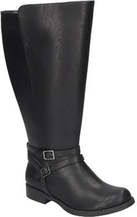 Easy Street Womens Easy Street Bay Plus Plus Boots Black Round Toe Mid-Calf HAWK2413