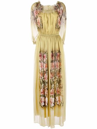 Alberta Ferretti Avondjurk met geborduurde bloemen - Groen
