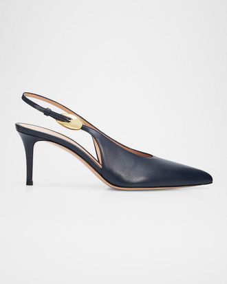 Gianvito Rossi 70mm Nappa Leather Slingback Pumps