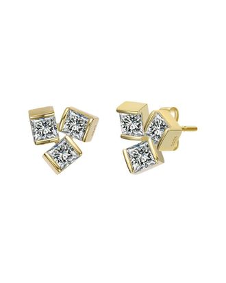 Rachel Glauber 14K Plated CZ Stud Earrings