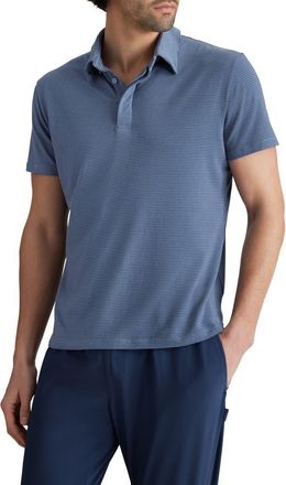 Tommy John Second Skin Comfort Polo in Vintage Indigo Fine Stripe at Nordstrom, Size X-Large