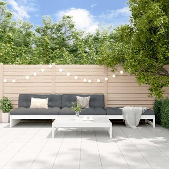 vidaXL Juego De Muebles Jard&iacute;n 4 Piezas Y Cojines Madera Maciza Blanco Vidaxl