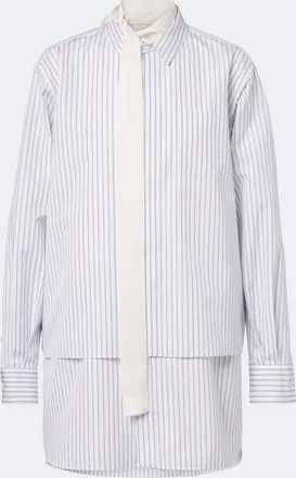 sacai Layered striped cotton-blend poplin shirt