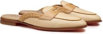 Santoni Womens Leather and Fabric Mule in Natural at Nordstrom, Size 11.5