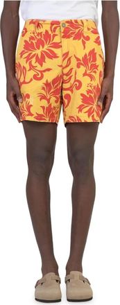 ERL Tropische Bloemen Bedrukte Denim Shorts - Heren - Denim shorts - Geel - L - Denim - Korte Broeken