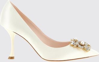 Roger Vivier D&eacute;collet&eacute; da sposa Efflorescence in raso con fibbia gioiello
