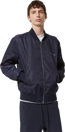 John Richmond Donkerblauwe bomber met minimale details - Heren - Bomber jackets - Blauw - M - Polyester - Jassen