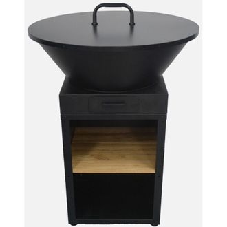 Sweeek Braciere barbecue &Oslash;81,5cm con griglia di cottura, spazio di stoccaggio e coperchio