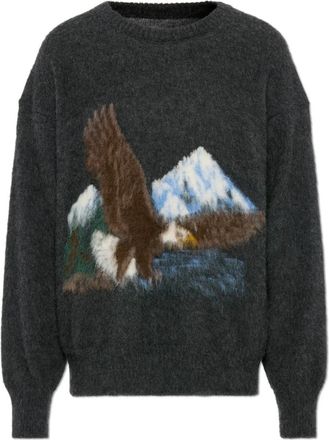 Maison Margiela Wool Sweater - Heren - Ronde hals truien - Grijs - M - Wol - Truien & Vesten