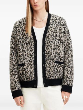 AllSaints Vest met luipaardprint en knoop - Beige