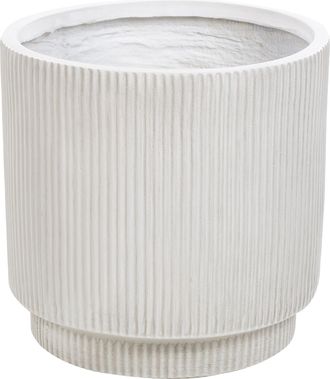 Beliani Maceta De Mezcla De Arcilla Blanco Crema 37 Cm Agujero Drenaje Acabado Vertical Daria
