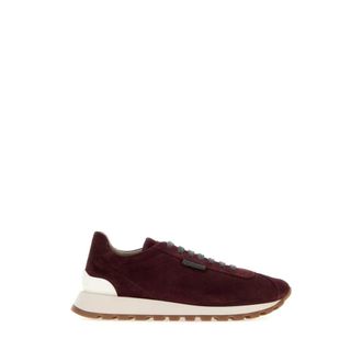 Brunello Cucinelli Side Shiny Tab Suede Runners - Dames - Schoenen - Paars - Maat: 37 EU Su&egrave;de