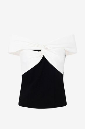 Roland Mouret Schulterfreies Top aus zweifarbigem Cady