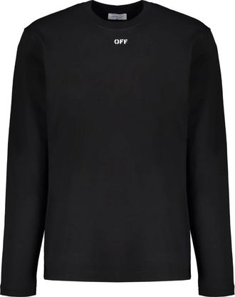 Off-white T-shirt met lange mouwen - Heren - Longsleeves - Zwart - L - Katoen - Tops