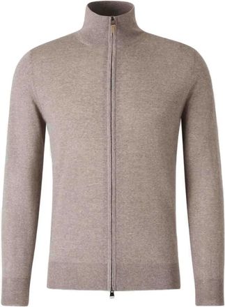Canali Cardigan con zip a collo alto - 705 BEIGE