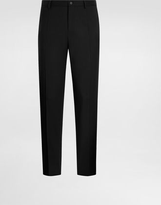Dolce & Gabbana Wool Gabardine Trousers - Man Pants And Shorts Black 46