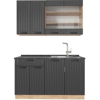 Vicco Cucina monoblocco Fame-Line, Grigio scuro, 140 cm, PL Antracite, Vicco