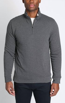 Jachs NY Recycled Jacquard Sherpa Lined Quarter Zip Pullover Sweatshirt In Coal