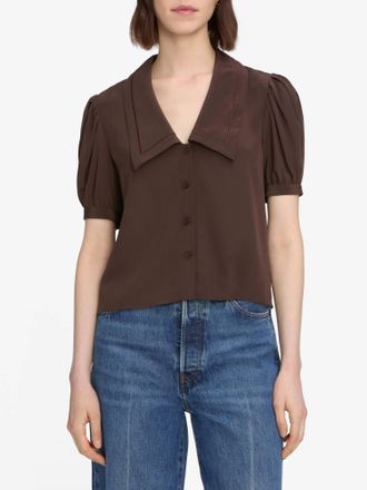 Frame Denim Sailor Short Sleeve Blouse In Coffee