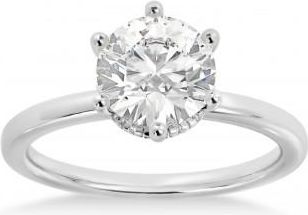 Allurez Lab Grown Diamond Hidden Halo 6 Prong Engagement Ring 14k White Gold (0.08ct)
