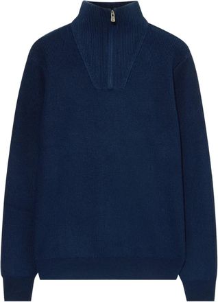 Brooks Brothers Sweater van merinowol met halve rits - Blauw