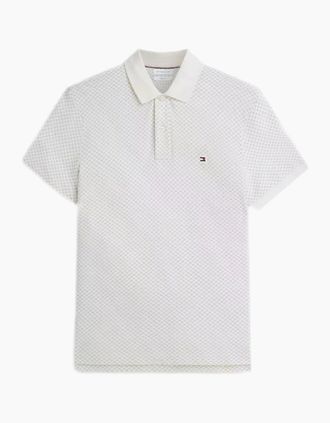 Tommy Hilfiger Mens Tommy Hilfiger Microprint Pique Polo Shirt Z00 Ivory Petal - White - Size: 38