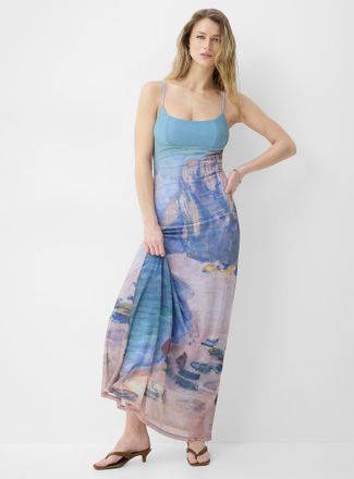 Icone Womens Thin-strap micromesh maxi dress