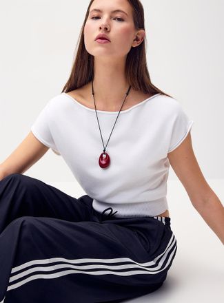 Twik Womens Loose-collar rolled-edge sweater