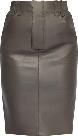 Saint Laurent leather pencil skirt - women - Lamb Skin/Silk - 38 - Grey