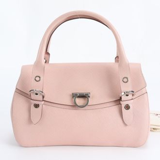 Ferragamo Gancini Pink Leather Handbag Shoulder Bag Tote Bag (Pre-Owned)