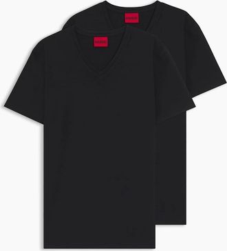 HUGO BOSS Mens Sleeve V Neck T-Shirt - Black - Size: 42