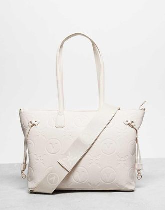 Valentino Handbags Valentino - Samba - Borsa shopping con logo goffrato color crema-Bianco