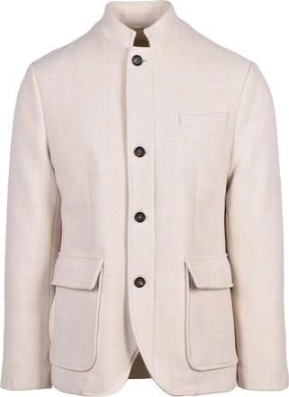 Eleventy Beige Down-Filled Wool Jacket